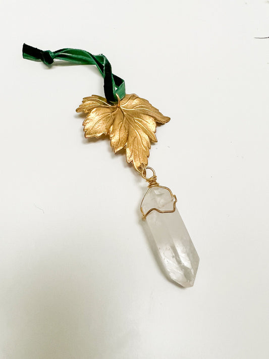Brass Leaf Crystal Ornament